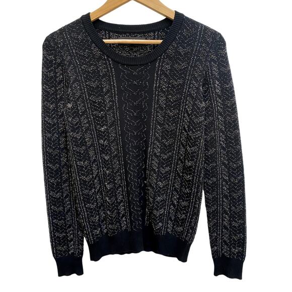 Rag & Bone XS black Metallic Thread Crew Neck Sweater - Picture 1 of 4
